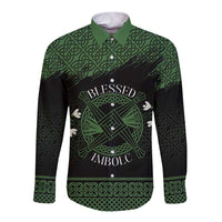 Personalized Imbolc Blessed Celtic Knot Long Sleeve Button Shirt Brigids Cross Symbol - Wonder Print Shop