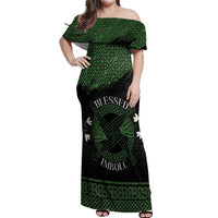 Personalized Imbolc Blessed Celtic Knot Off Shoulder Maxi Dress Brigids Cross Symbol - Wonder Print Shop