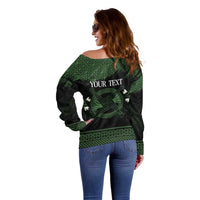 Personalized Imbolc Blessed Celtic Knot Off Shoulder Sweater Brigids Cross Symbol - Wonder Print Shop