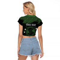 Personalized Imbolc Blessed Celtic Knot Raglan Cropped T Shirt Brigids Cross Symbol - Wonder Print Shop