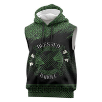 Personalized Imbolc Blessed Celtic Knot Sleeveless Hoodie Brigids Cross Symbol - Wonder Print Shop