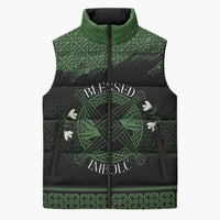 Personalized Imbolc Blessed Celtic Knot Sleeveless Puffer Jacket Brigids Cross Symbol - Wonder Print Shop