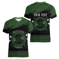 Personalized Imbolc Blessed Celtic Knot Women V-Neck T-Shirt Brigids Cross Symbol - Wonder Print Shop