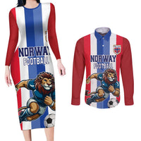 Custom Norway Football Couples Matching Long Sleeve Bodycon Dress and Long Sleeve Button Shirt The Lions Champion 2024 - Wonder Print Shop