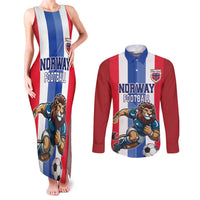 Custom Norway Football Couples Matching Tank Maxi Dress and Long Sleeve Button Shirt The Lions Champion 2024 - Wonder Print Shop