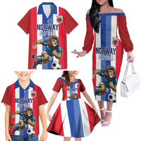 Custom Norway Football Family Matching Off The Shoulder Long Sleeve Dress and Hawaiian Shirt The Lions Champion 2024 - Wonder Print Shop
