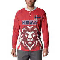 Custom Norway Football Button Sweatshirt Red Lion Football 2024 - Wonder Print Shop