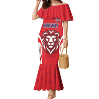 Custom Norway Football Family Matching Mermaid Dress and Hawaiian Shirt Red Lion Football 2024 - Wonder Print Shop