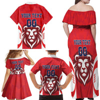 Custom Norway Football Family Matching Off Shoulder Maxi Dress and Hawaiian Shirt Red Lion Football 2024 - Wonder Print Shop