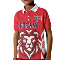 Custom Norway Football Kid Polo Shirt Red Lion Football 2024 - Wonder Print Shop