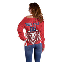 Custom Norway Football Off Shoulder Sweater Red Lion Football 2024 - Wonder Print Shop