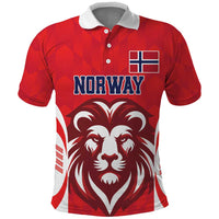 Custom Norway Football Polo Shirt Red Lion Football 2024 - Wonder Print Shop