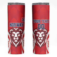 Custom Norway Football Skinny Tumbler Red Lion Football 2024 - Wonder Print Shop