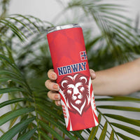 Custom Norway Football Skinny Tumbler Red Lion Football 2024 - Wonder Print Shop