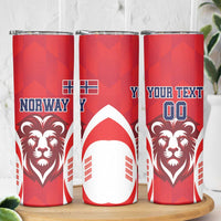 Custom Norway Football Skinny Tumbler Red Lion Football 2024 - Wonder Print Shop