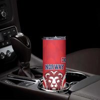 Custom Norway Football Skinny Tumbler Red Lion Football 2024 - Wonder Print Shop