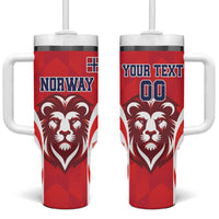 Custom Norway Football Tumbler With Handle Red Lion Football 2024 - Wonder Print Shop