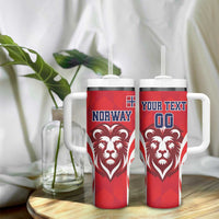 Custom Norway Football Tumbler With Handle Red Lion Football 2024 - Wonder Print Shop