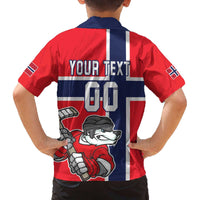 Custom Norway Hockey Family Matching Off The Shoulder Long Sleeve Dress and Hawaiian Shirt The Polar Bears Hockey - Wonder Print Shop