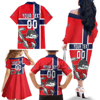 Custom Norway Hockey Family Matching Off The Shoulder Long Sleeve Dress and Hawaiian Shirt The Polar Bears Hockey - Wonder Print Shop