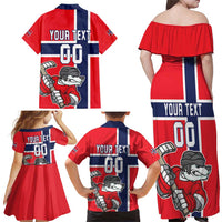 Custom Norway Hockey Family Matching Off Shoulder Maxi Dress and Hawaiian Shirt The Polar Bears Hockey - Wonder Print Shop