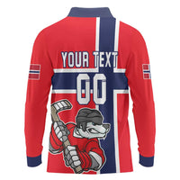 Custom Norway Hockey Long Sleeve Polo Shirt The Polar Bears Hockey - Wonder Print Shop