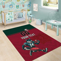 Custom Portugal Rugby Area Rug Go Os Lobos Wolves Mascot