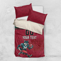 Custom Portugal Rugby Bedding Set Go Os Lobos Wolves Mascot