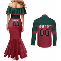Custom Portugal Rugby Couples Matching Mermaid Dress and Long Sleeve Button Shirt Go Os Lobos Wolves Mascot