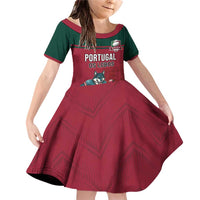 Custom Portugal Rugby Family Matching Off Shoulder Short Dress and Hawaiian Shirt Go Os Lobos Wolves Mascot