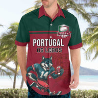 Custom Portugal Rugby Hawaiian Shirt Go Os Lobos Wolves Mascot
