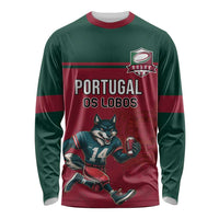 Custom Portugal Rugby Long Sleeve Shirt Go Os Lobos Wolves Mascot
