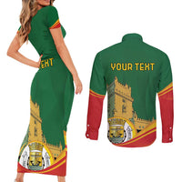 Personalized Portugal Belem Tower Couples Matching Short Sleeve Bodycon Dress and Long Sleeve Button Shirt Mui Nobre e Sempre Leal