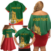 Personalized Portugal Belem Tower Family Matching Off Shoulder Short Dress and Hawaiian Shirt Mui Nobre e Sempre Leal