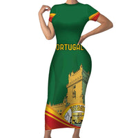 Personalized Portugal Belem Tower Family Matching Short Sleeve Bodycon Dress and Hawaiian Shirt Mui Nobre e Sempre Leal