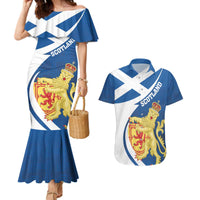 Personalized Scotland Couples Matching Mermaid Dress and Hawaiian Shirt Lion Rampant Flag Style