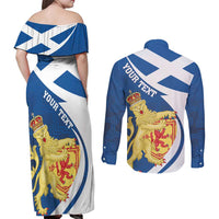 Personalized Scotland Couples Matching Off Shoulder Maxi Dress and Long Sleeve Button Shirt Lion Rampant Flag Style