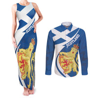Personalized Scotland Couples Matching Tank Maxi Dress and Long Sleeve Button Shirt Lion Rampant Flag Style
