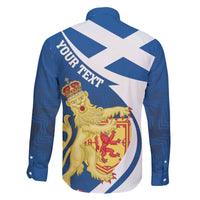 Personalized Scotland Family Matching Off The Shoulder Long Sleeve Dress and Hawaiian Shirt Lion Rampant Flag Style