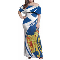 Personalized Scotland Family Matching Off Shoulder Maxi Dress and Hawaiian Shirt Lion Rampant Flag Style