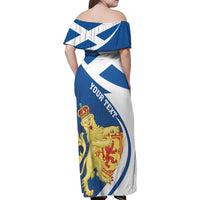 Personalized Scotland Family Matching Off Shoulder Maxi Dress and Hawaiian Shirt Lion Rampant Flag Style