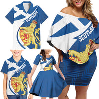Personalized Scotland Family Matching Off Shoulder Short Dress and Hawaiian Shirt Lion Rampant Flag Style
