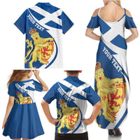 Personalized Scotland Family Matching Summer Maxi Dress and Hawaiian Shirt Lion Rampant Flag Style