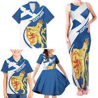 Personalized Scotland Family Matching Tank Maxi Dress and Hawaiian Shirt Lion Rampant Flag Style