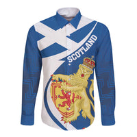 Personalized Scotland Long Sleeve Button Shirt Lion Rampant Flag Style