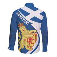 Personalized Scotland Long Sleeve Button Shirt Lion Rampant Flag Style