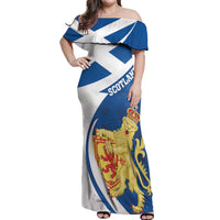 Personalized Scotland Off Shoulder Maxi Dress Lion Rampant Flag Style