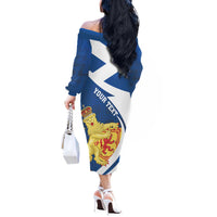 Personalized Scotland Off The Shoulder Long Sleeve Dress Lion Rampant Flag Style