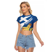 Personalized Scotland Raglan Cropped T Shirt Lion Rampant Flag Style