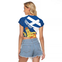 Personalized Scotland Raglan Cropped T Shirt Lion Rampant Flag Style